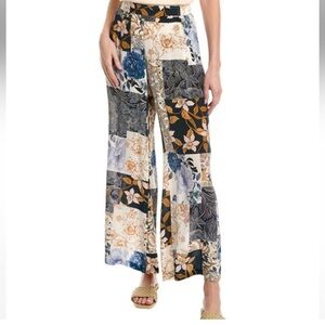 JOHNNY WAS Jade The Polaris Easy Pant Floral Patchwork Wide-Leg Pant size Large